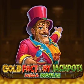 Gold Factory Jackpots Mega Moolah logo – Jackpots by Aurum Signature Studios at Harry Casino