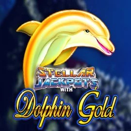 Dolphin Gold with Stellar Jackpots slot logo by Lightning Box Game at Harry Casino